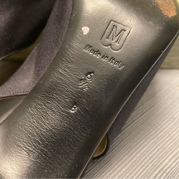 Bruno Magli Black Fabric with Gold Open Tor Slingback Heels Made in Italy 6.5B - Picture 9 of 13